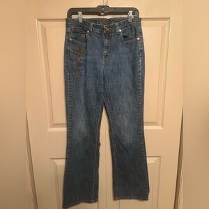 Stylish Embroidered Blue Denim Jeans